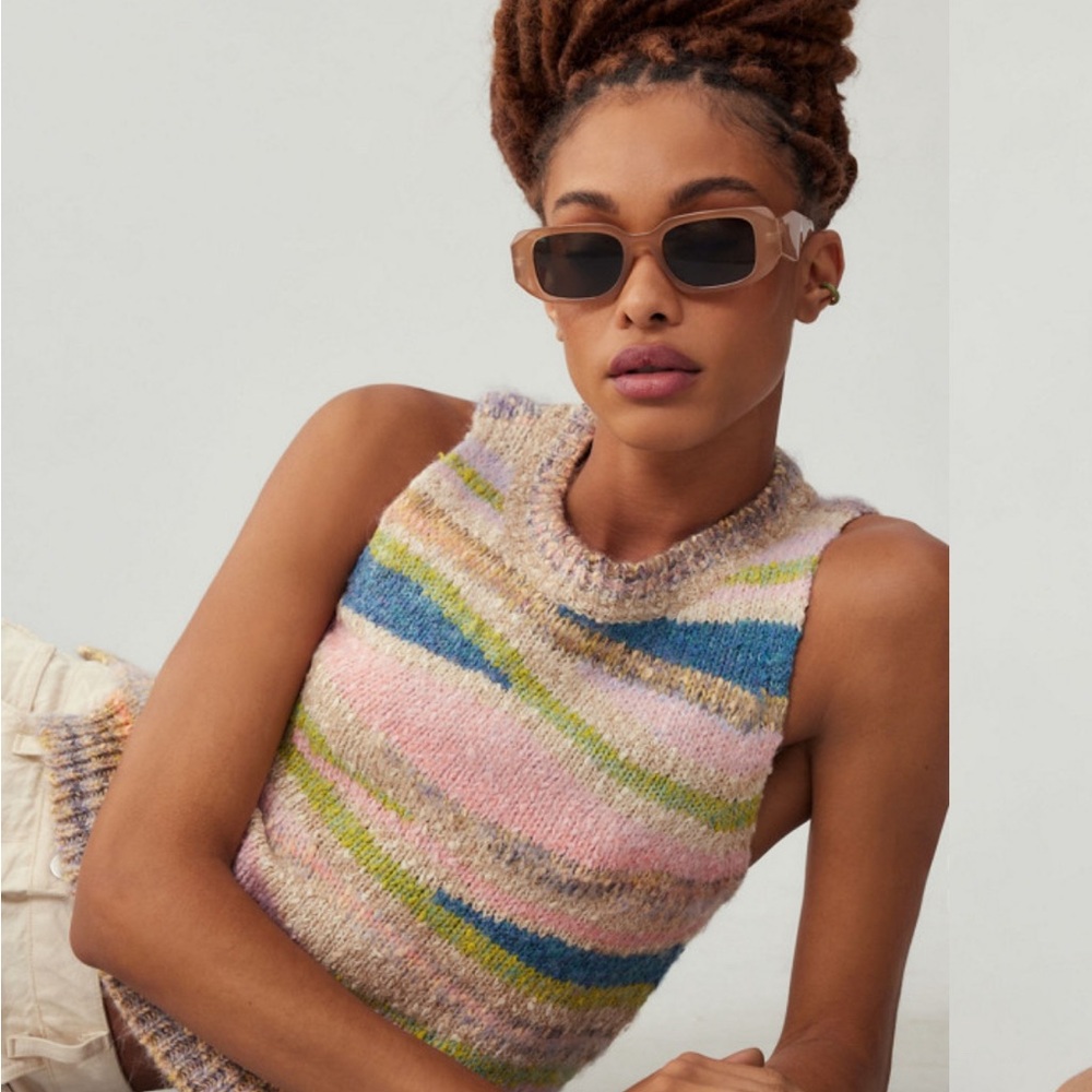 Pilcro Multicolor Knit Tank Top in Pink, Blue, Green - Picture 4 of 9